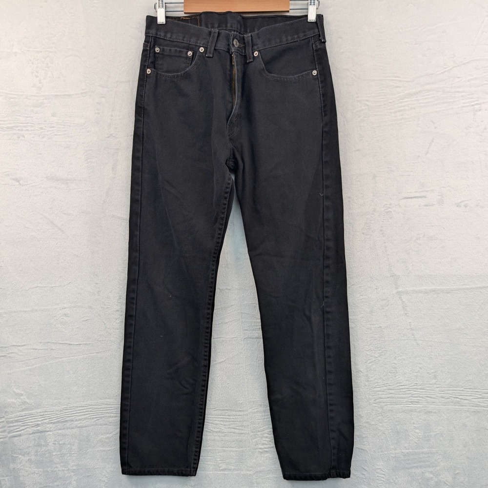 Levi Jeans Men's 32x32 Black 505 Regular Fit Straight Leg Zip Fly Red Tab Denim